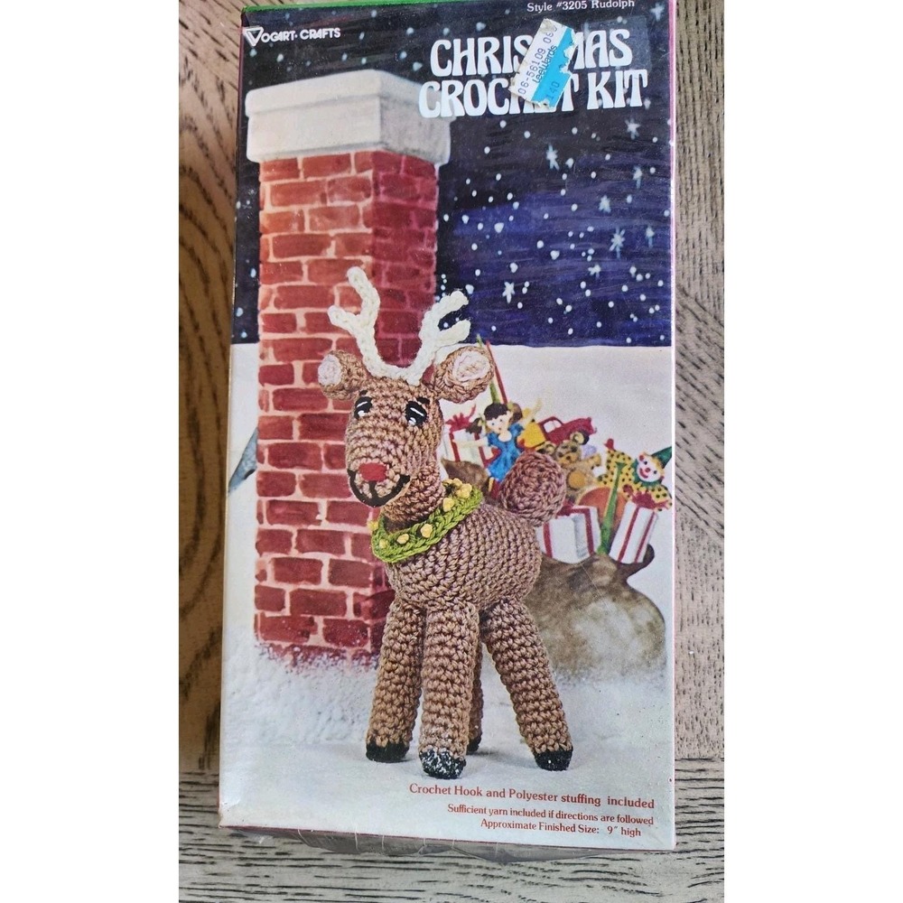 Vogart Crafts Christmas Crochet Doll Kit Rudolph 3205 Vintage New NOS